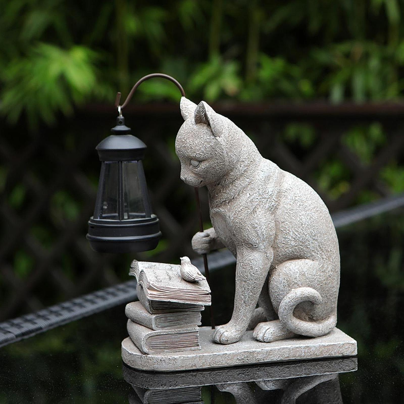 Cat Solar Garden Mini Statue S - Resin Art Sculptures ulasan dan harga
