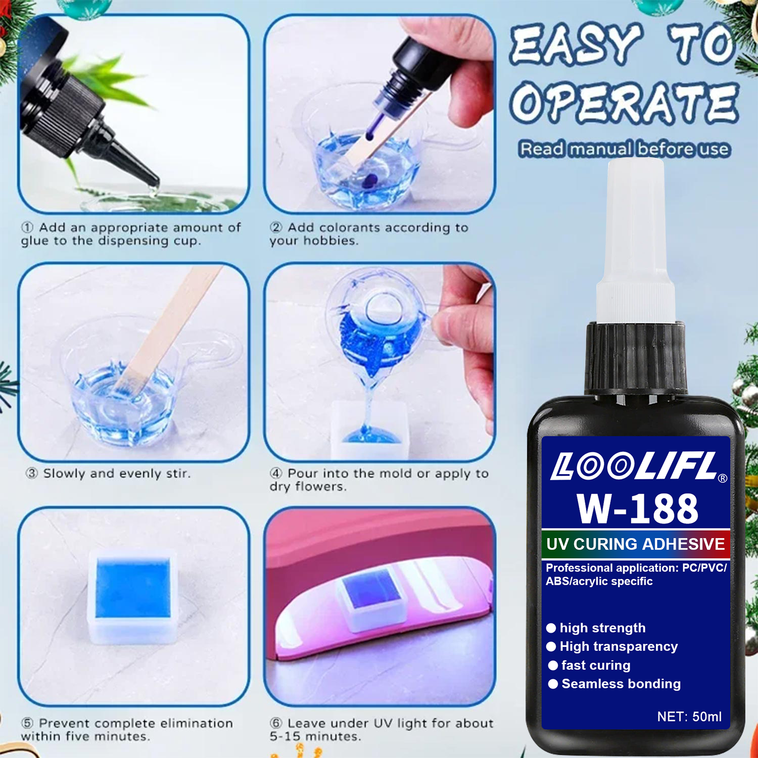 LOOLIFL 188 Strong 50ml UV res - Resin Art Lamp ulasan dan harga