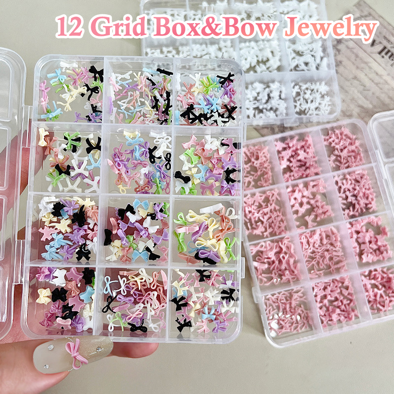 12 Grids Colorful Bowknot Set  - Resin Art Accessories ulasan dan harga