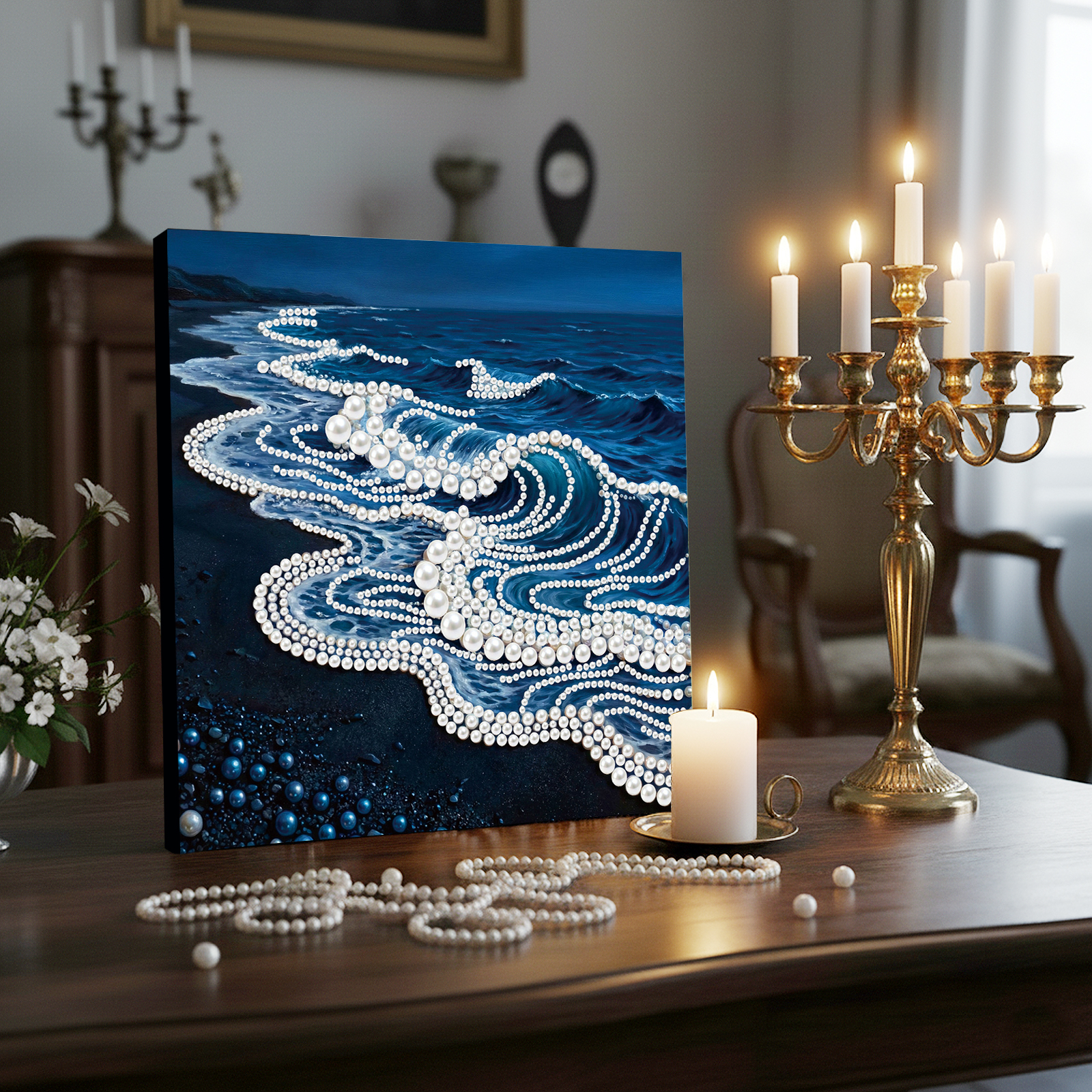 Waves DIY Pearl Painting Kit w - Resin Art Frame ulasan dan harga