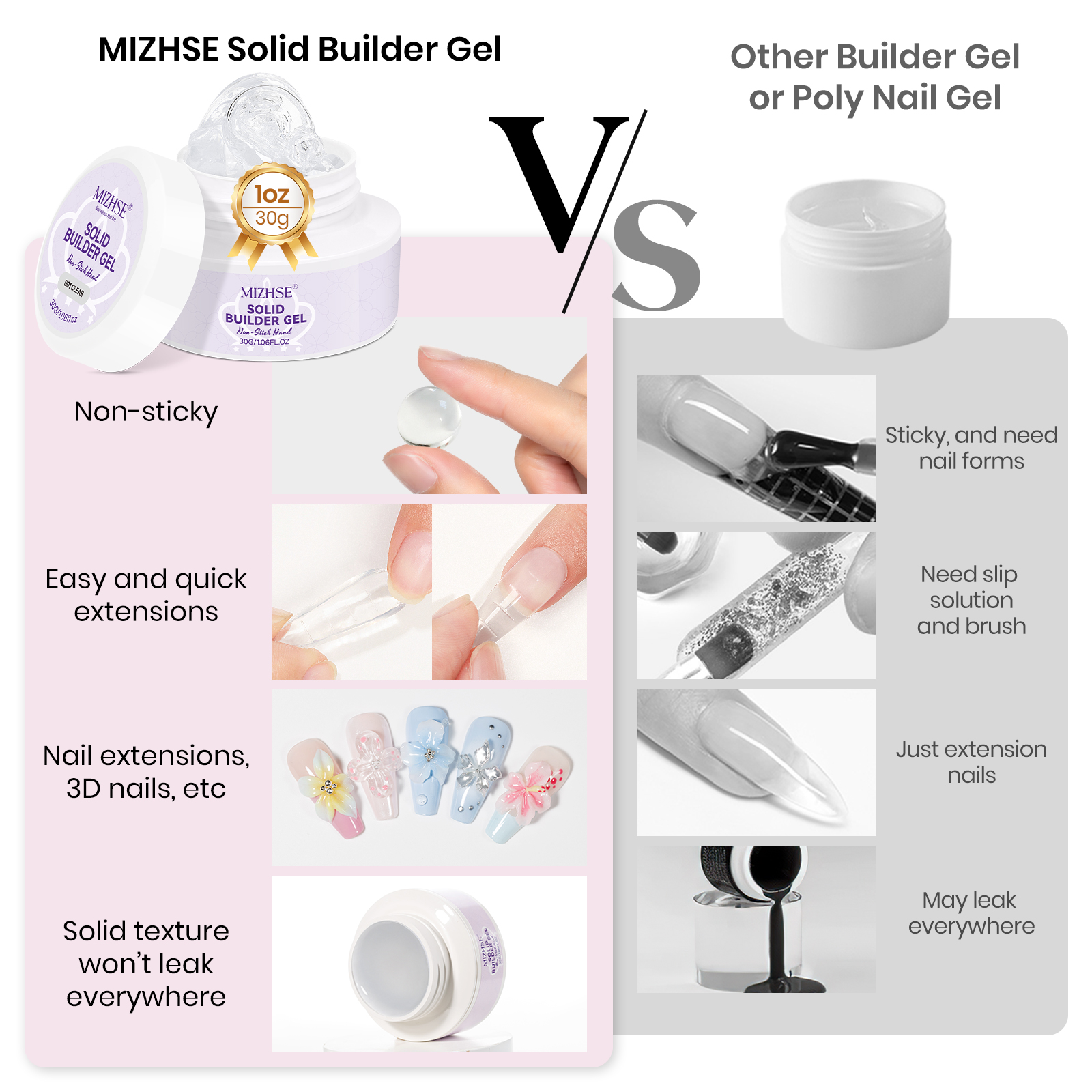 MIZHSE Builder Nail Gel White  - Resin Art Gel ulasan dan harga