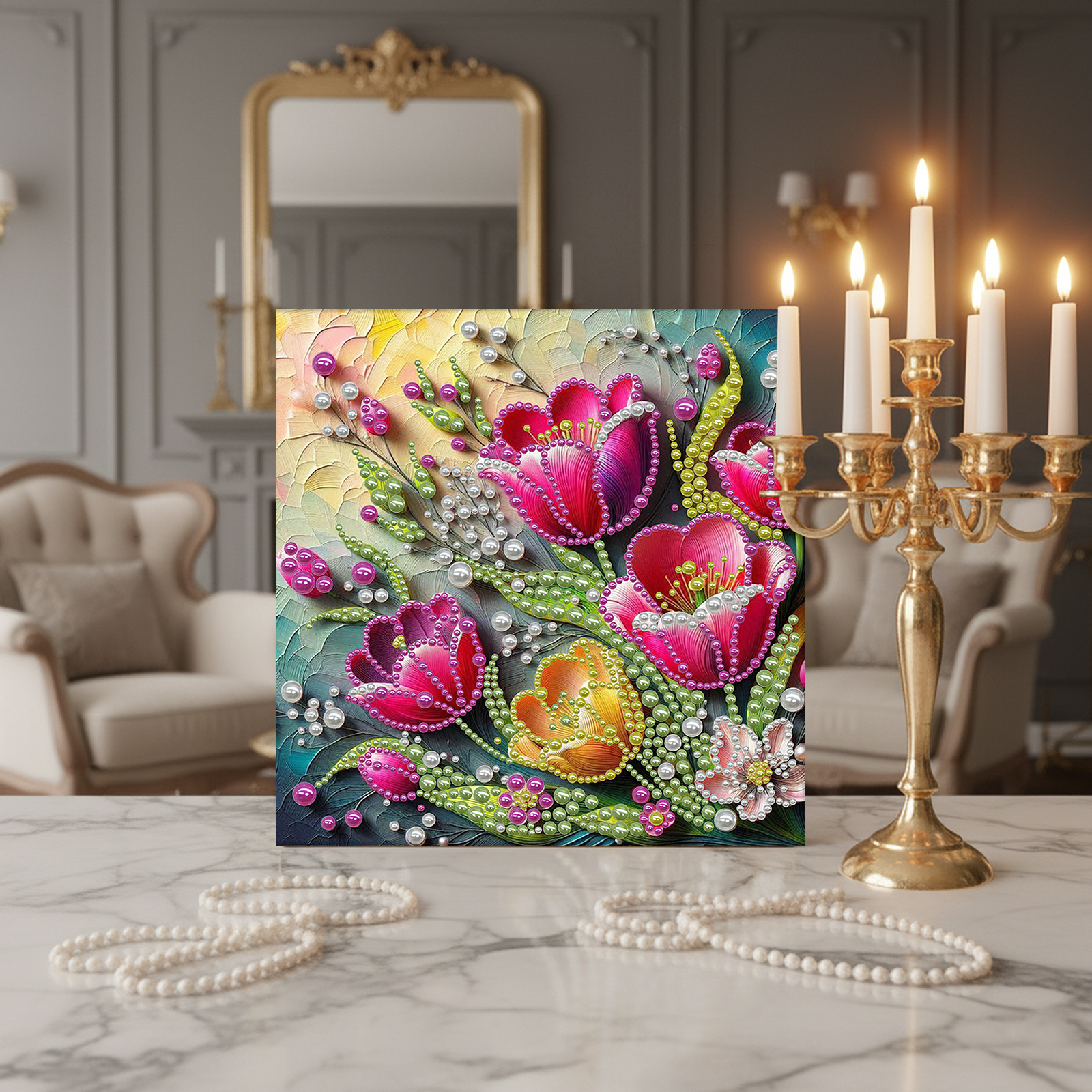 DIY Pearl Gem Paintings Pictur - Resin Art Frame ulasan dan harga
