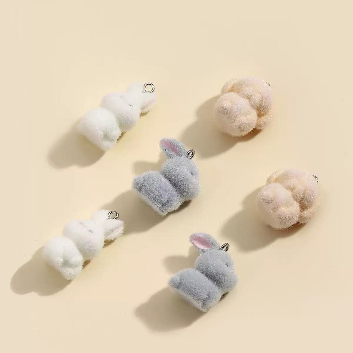 10pcs Flocking Little Rabbit R - Resin Art Keychain ulasan dan harga