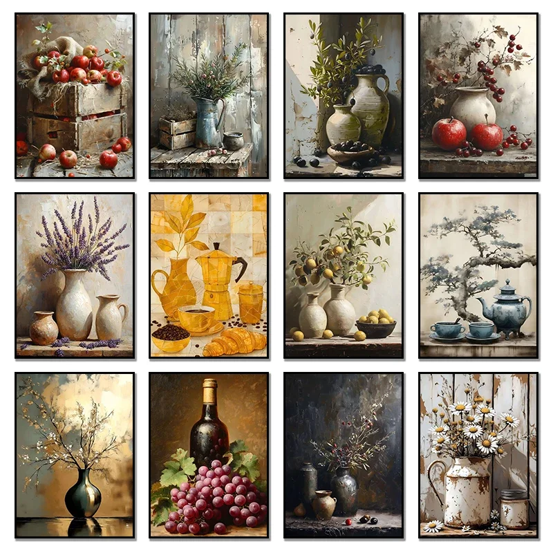 Vintage Still Life Poster Prin - Resin Art Wall ulasan dan harga